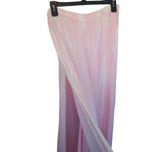 Kiwi & Punch Pink Tie Dye High Slit Y2K Wide Leg Lightweight Festival Pants Sz L